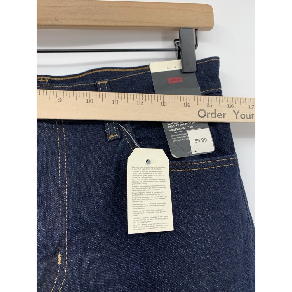 Levis Wide Leg Jeans Womens 31 Blue 728 High Rise Wide Leg Dark Wash Denim NEW - Picture 6 of 10